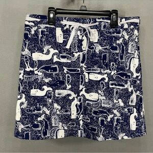 KEY WEST Blue/White Whale pattern Lined Skirt Size 10